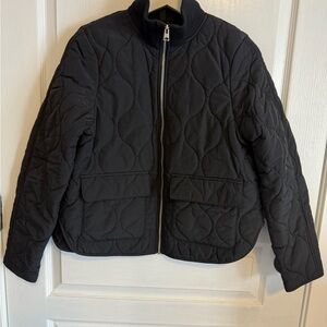 H&M Oversized Black Quilted Bomber Jacket